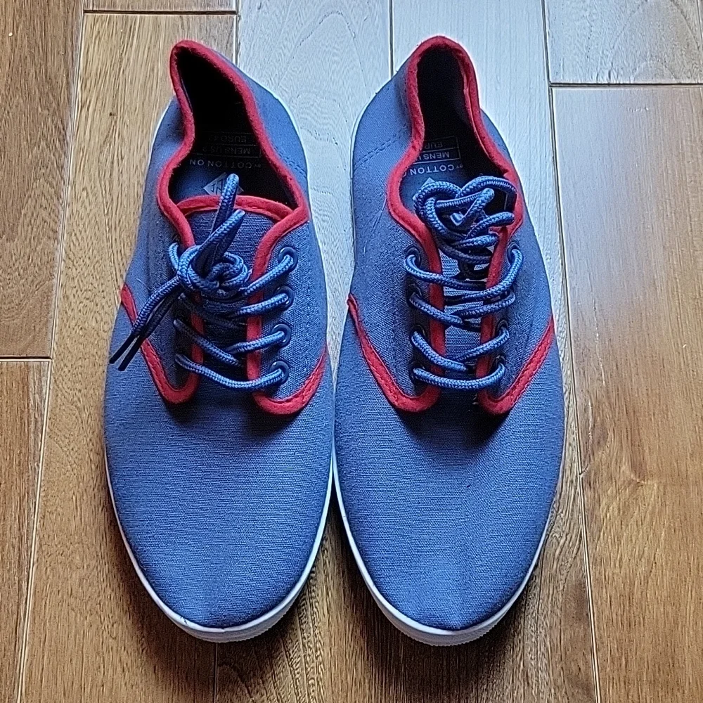 Men's Cotton On Blue‎ Red Low Top Light weight canvas sneakers 9